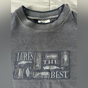 Vintage Gray Crewneck Sweater Lures Fishing Clean Stitched Graphic 🎣 fishing